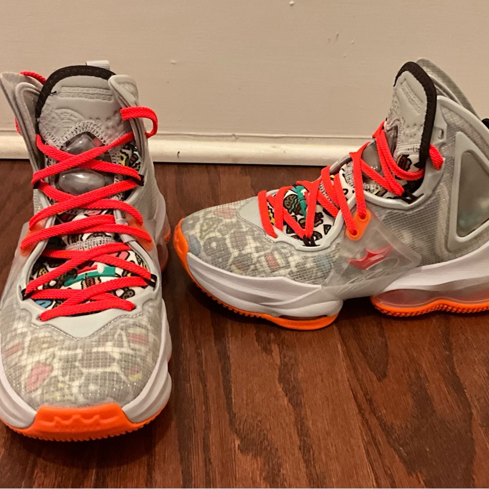 Nike LeBron Kids Sneakers with Orange Highlights